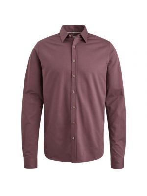 Cast iron l/s shirt twill jersey 2 tone marron