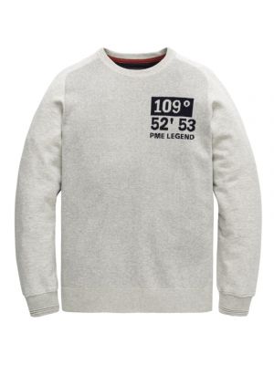 Pme legend crewneck cotton jacqu knit light grey