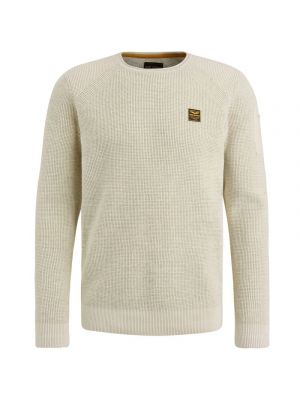 Pme legend r-neck cotton rib melee knit bone white