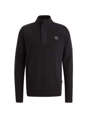 Pme legend half zip collar cotton knit black onyx