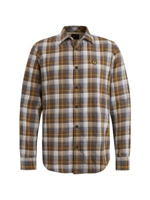 Pme legend l/s shirt twill yarndyed check brown