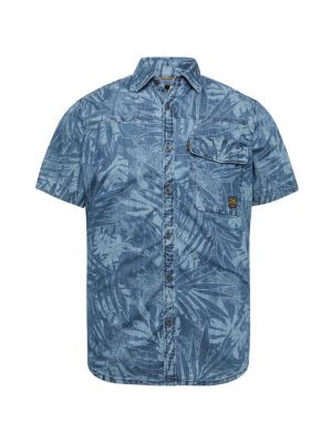 Pme legend s/s shirt print on denim real indigo