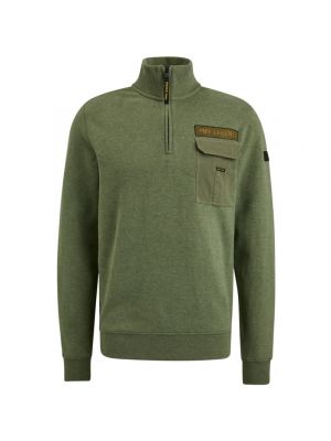 Pme Legend half button/zip collar rib sweat green