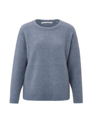 Yaya l/s ribbed sweater r-neck wind blue