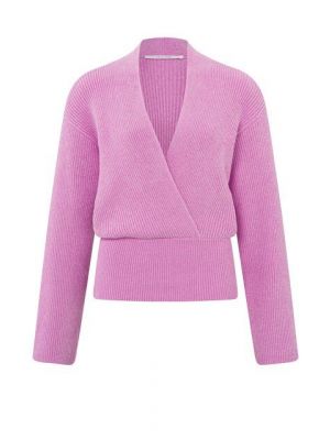 Yaya cropped wrap sweater wide sleeves sis pink