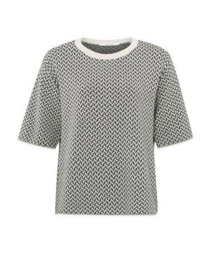 Yaya jacquard knitted t-shirt chalk white dessin