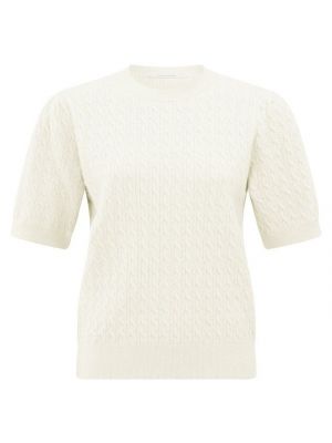 Yaya cable round neckline sweater chalk white