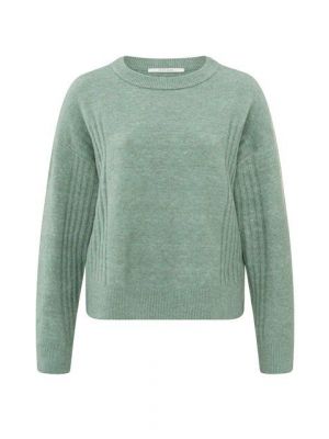 Yaya sweater with rib detail green