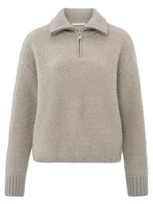 Yaya boucle sweater with rib details dove gray