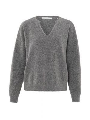 YAYA sweater with round v-neck formal gray