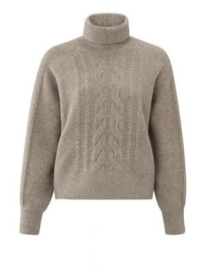 YAYA turtle neck cable sweater ls moon rock drak s