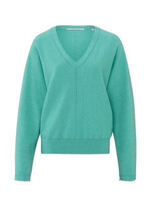 YAYA v-neck batwing sweater poolblue