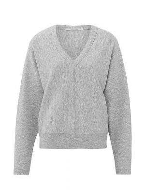 YAYA v-neck batwing sweater medium grey melange