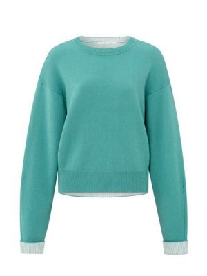 YAYA sweater contrast color inside lagoon blue