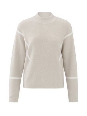 YAYA sweater stripes pumice stone beige