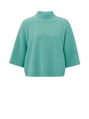 YAYA sweater rib sleeves pool blue