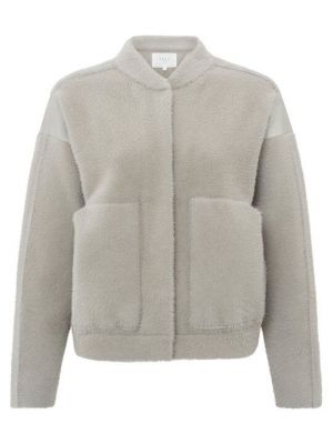 Yaya knitted bomber jacket nubuck detail dove gray