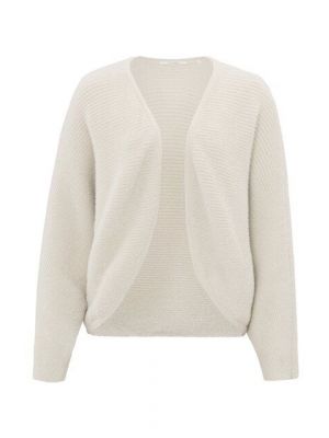 YAYA  fluffy rib bolero ls off white melange