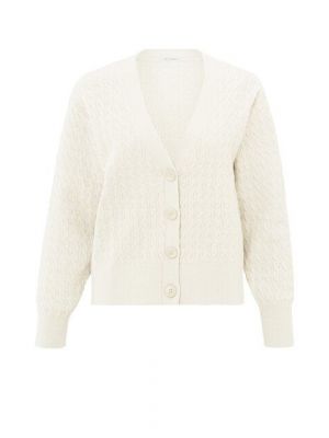 Yaya cable cardigan ls chalk white