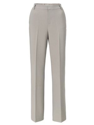 YAYA woven wide trousers elastic band dark sand