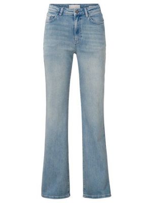 Yaya wide leg loose denim zip fly blue denim