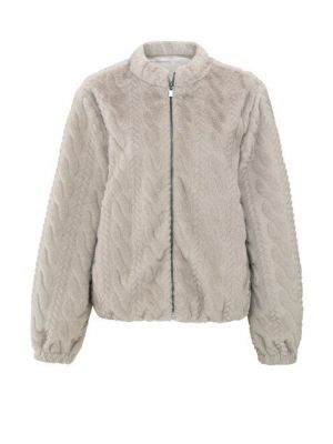 YAYA short faux fur jacket with textur medium grey