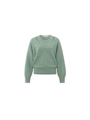 YAYA soft v-neck sweater with top jade green